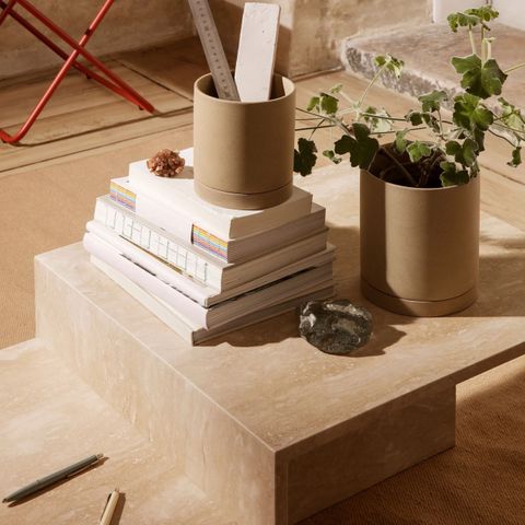 Distinct Coffee Table, Travertine