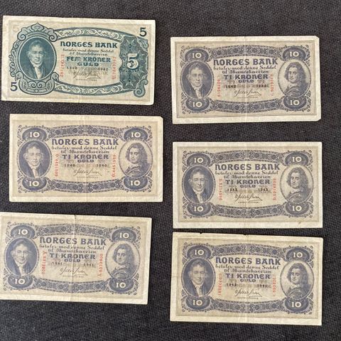 1 stk 5kr seddel og 5 stk 10kr seddel