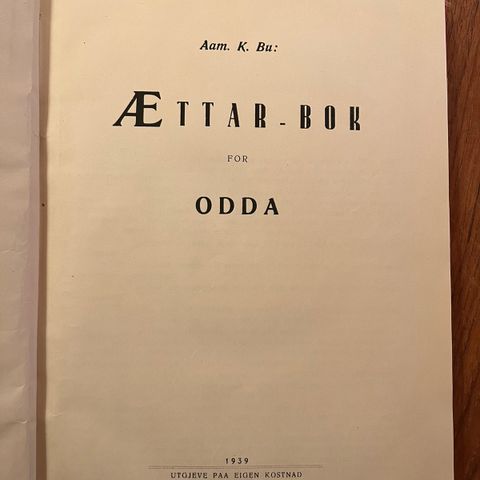 Ættar bok odda 1939