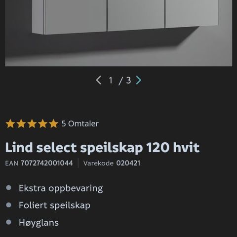 Lind selct speilskap selges