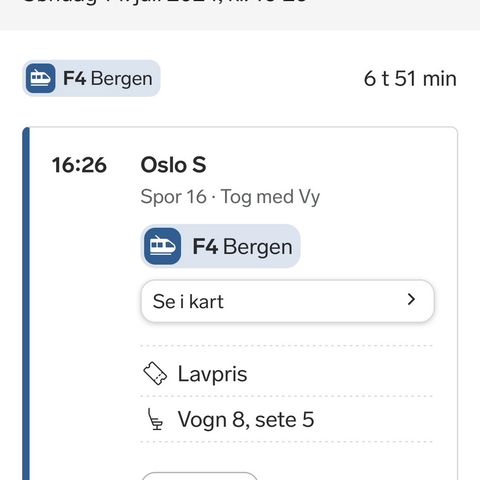 Fra Oslo til Bergen 14. juli