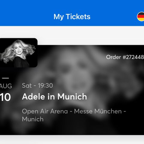 2 Adele-billetter Munich - front of stage
