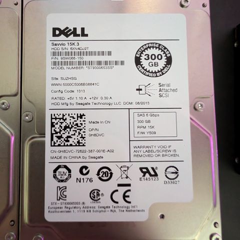 Dell SAS-Disker, 300gb & 146gb