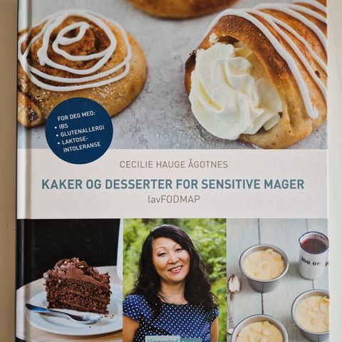Kokeboken "Kaker og desserter for sensitive mager" selges.