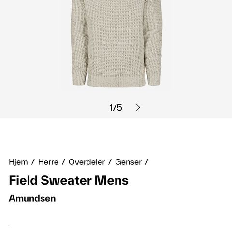 Amundsen Field sweater mens i str S. Helt ny og ubrukt