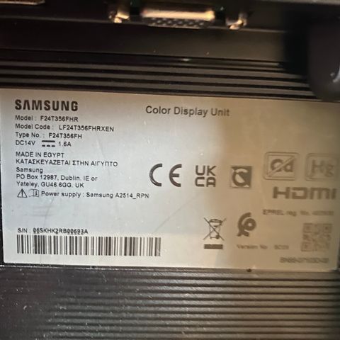 Monitor/skjerm Samsung 24"