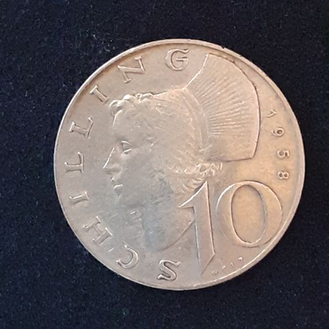 10 SCHILLING 1958 ØSTERRIKE ** PEN SØLVMYNT **