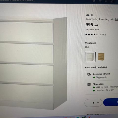 Ikea Malm komode hvite