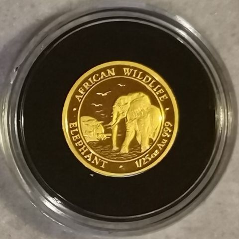 2010, African Wildlife Elephant, 1/25 oz, 999 gull.