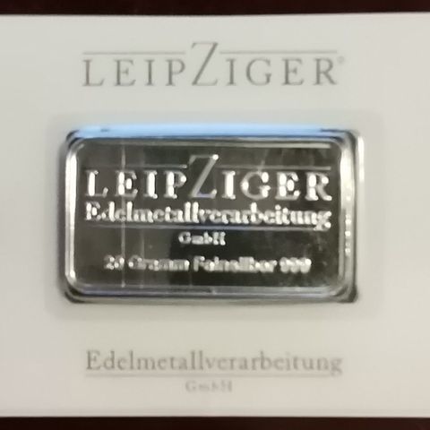 20 gram, LeipZiger, 999 sølvbarre.