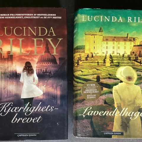 LUCINDA RILEY - 2 meget flotte bøker «KJÆRLIGHETSBREVET»2021 «LAVENDELHAGEN»2013