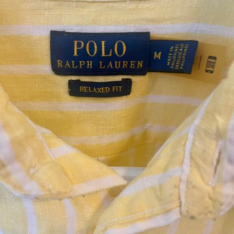 Lys gul og hvit stripet linskjorte Polo Ralph Lauren
