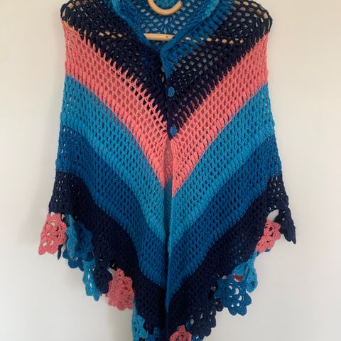 Vintage heklet poncho/sjal