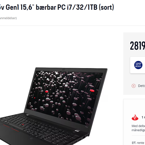 Thinkpad P15v, 15,6, Gen1, 32GB, 1TB, i7, 2,71GHz