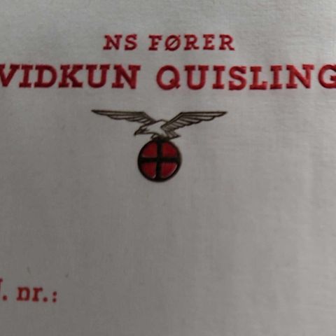 Quisling personling brevark utgitt under krigen NS