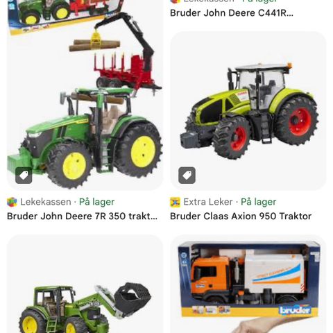 Bruder-Leker ønskes kjøpt lastebiler og traktorer