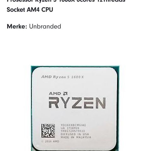 AMD Ryzen 5 1600x