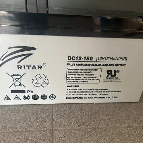 3 stk Ritar 150ah agm