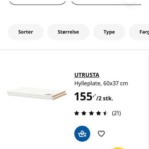 Utrusta hylleplater 2 stk, 60x37