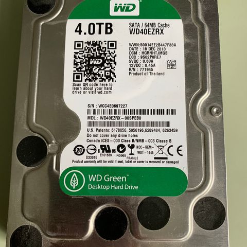 Western Digital Green 4TB Intern Harddisk