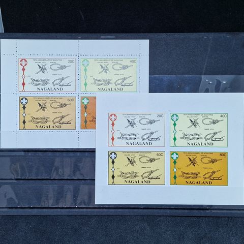 Nagaland 1982 perf + uperforert - Speiding - 8 frimerker 2 ark sett
