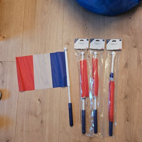 4x franske flagg med farget leddlys