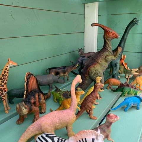 Dinosaur figurer pluss noen dyr