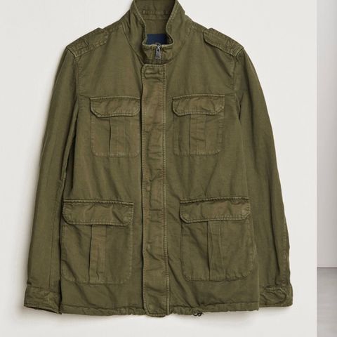 HERNO washed cotton/linen jaclet field jacket army green 52