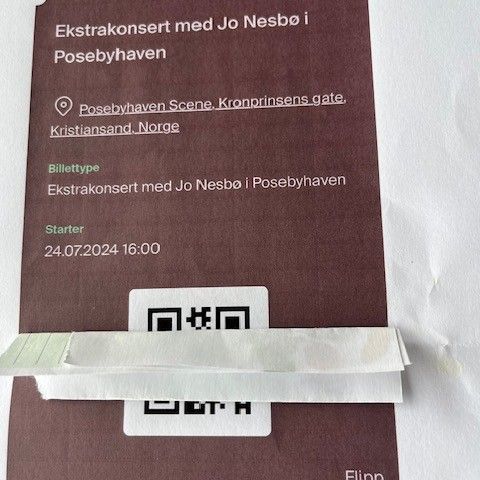 Konsert-billet til Jo Nesbø 24.juli kl 1600