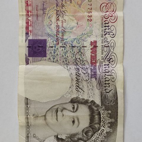 Gammel £20 Twenty Pound Seddel 1991