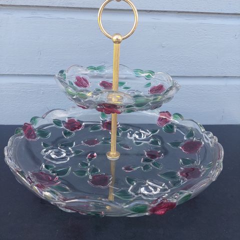 Vintage  walterglass  Mikasa Rose garden etasjefat.