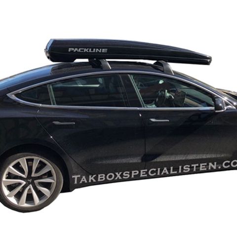 Tesla 3 nytt originalt stativ og Packline FX SUV takboks