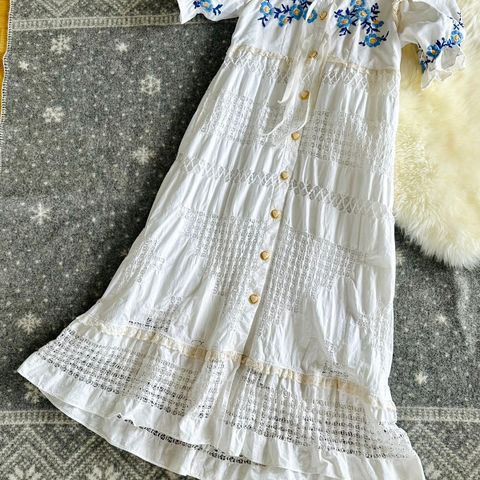Vintage [upcycled] Drawn Thread Work Embroidery Boho Dress