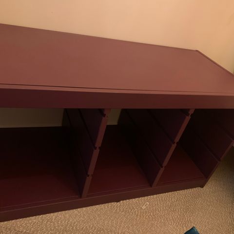 Trofast shelves of wood and painted purple