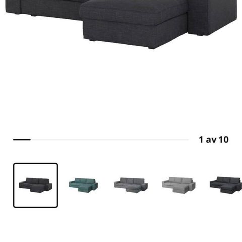Kivik sofa med seselong og puff