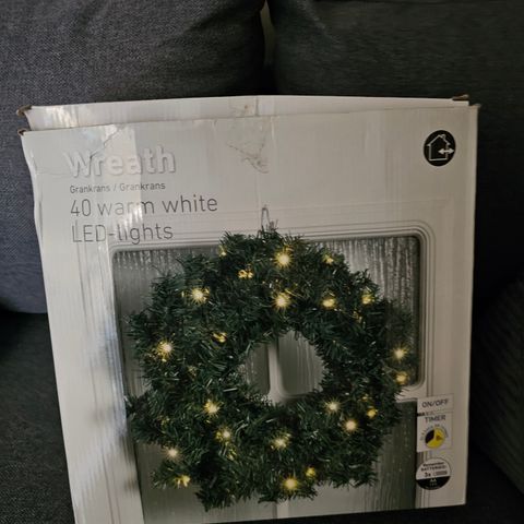 grankrans 40 warm white led wreath