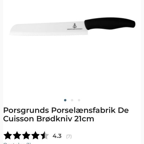 Porsgrund brødkniv med sort knivblad
