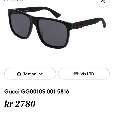 Gucci unisex solbriller