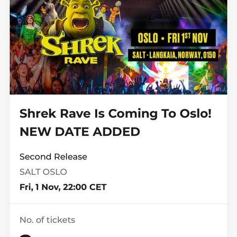 Shrek Rave billetter