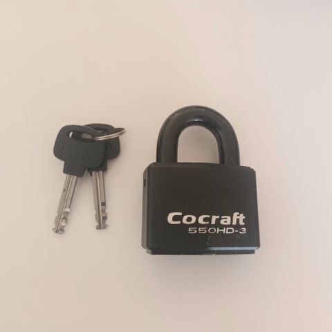 Kraftig hengelås, COCRAFT 550 HD-3, med 2 nøkler. Lite brukt