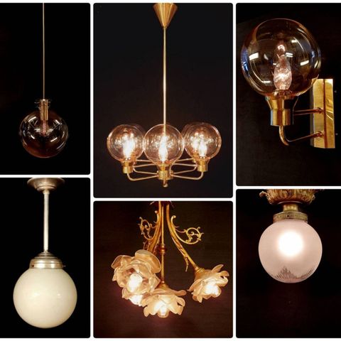 Fransk kuppellampe, lysekrone, retro pendel, taklampe, vegglampe