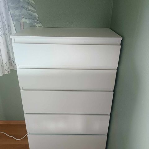 Ikea kommode med 5 skuffer, hvit, 70x112 cm