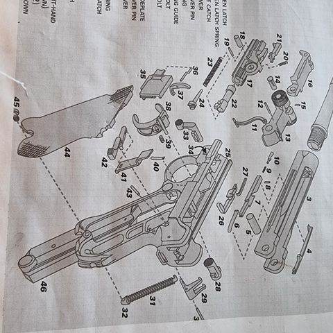 Luger P08 diverse deler selges