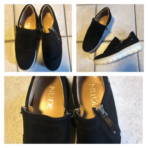 Pent brukte loafers fra Nude of Scandinavia, skinn, str. 39