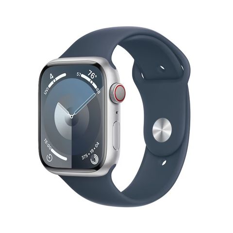 Apple Watch Series 9 41mm GPS + LTE Aluminium (sølv), Sport Band M/L(stormblå)