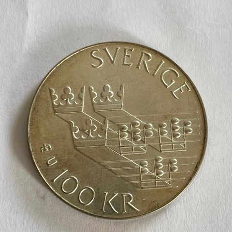 100 kronor Sverige 1985 sølvmynt