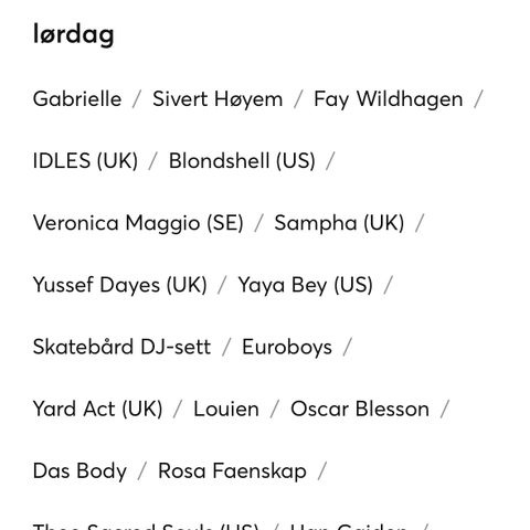 Festivalpass lørdag- øyafestivalen 2024