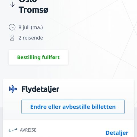 Flybilletter Oslo - Tromsø 8.07.24