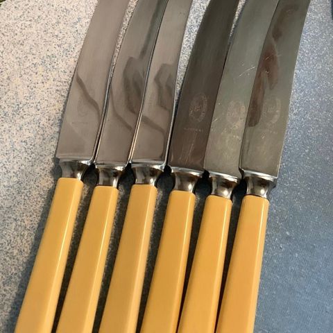 6 stk velholdte vintage Atkinson Bros Sheffield kniver. Samlet pris