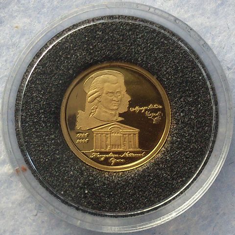 2006, 250th Anniversary of Mozart, 1756-2006, 1/25 oz, 9999 gull.